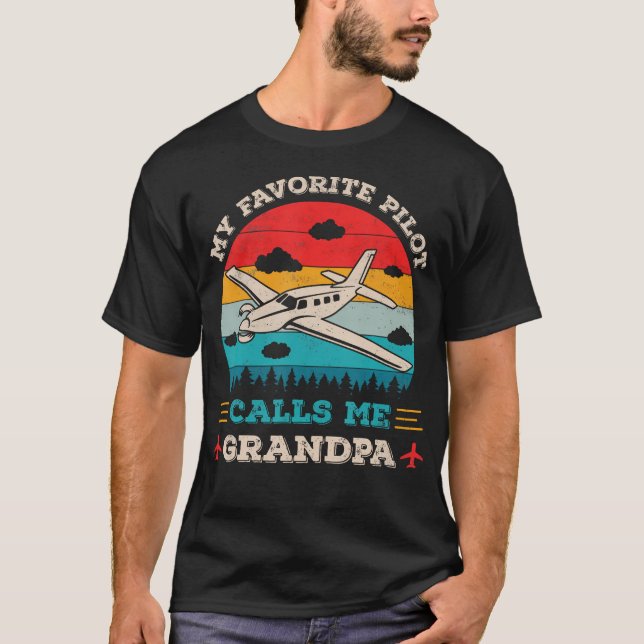 T-shirt My Favorite Pilot Calls Me Grandpa Funny Pilot Gra (Devant)