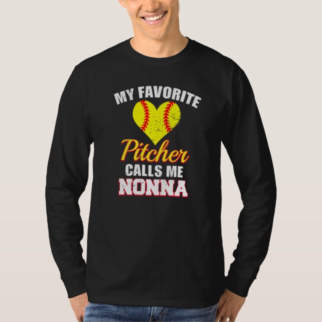 T-shirt My Favorite Pitcher Calls Me Nonna Pitcher Softbal (Devant)