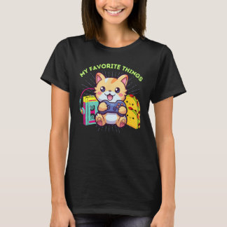 T-shirt My Favorite Things Gaming Cat Tacos Le gamer des a