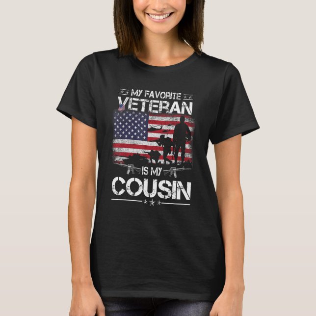 T-shirt My Favorite Veteran Is My Cousin   Flag Veterans D (Devant)