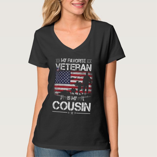 T-shirt My Favorite Veteran Is My Cousin   Flag Veterans D (Devant)