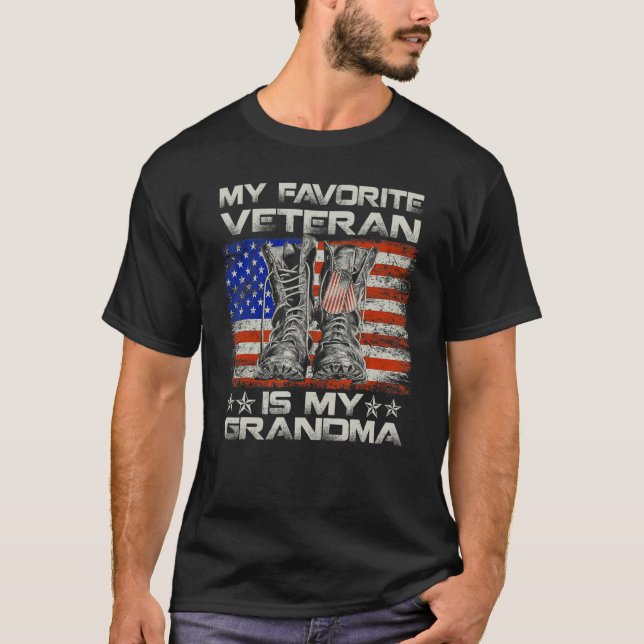 T-shirt My Favorite Veteran Is My Grandma Combat Boots Ame (Devant)