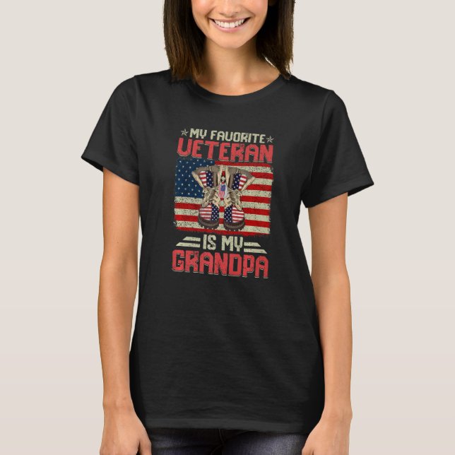 T-shirt My Favorite Veteran Is My Grandpa Combat Boots Ame (Devant)