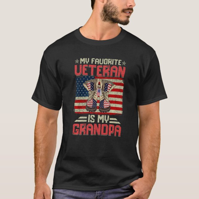 T-shirt My Favorite Veteran Is My Grandpa Combat Boots Ame (Devant)