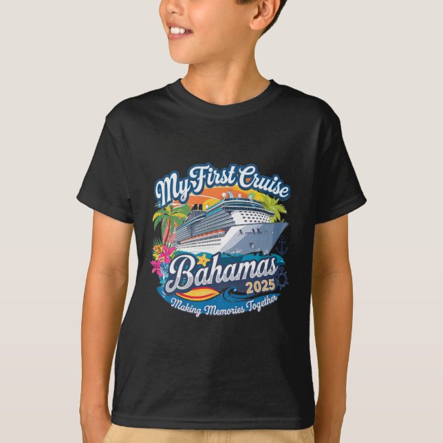 T-shirt My First Cruise Bahamas 2025 Cute Première Croisiè (Devant)