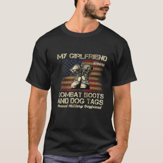 T-shirt My Girlfriend Wears Combat Boots and Dog Tags Vete