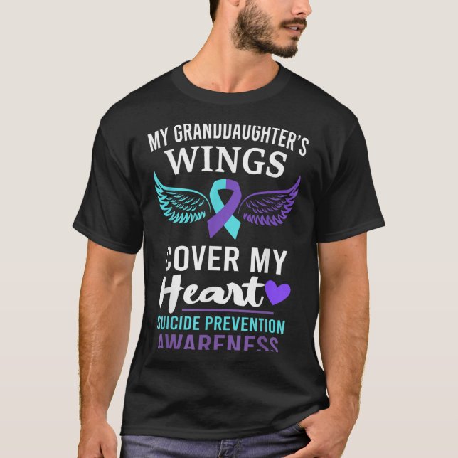 T-shirt My Granddaughters Wings Cover Heart Suicide Awaren (Devant)