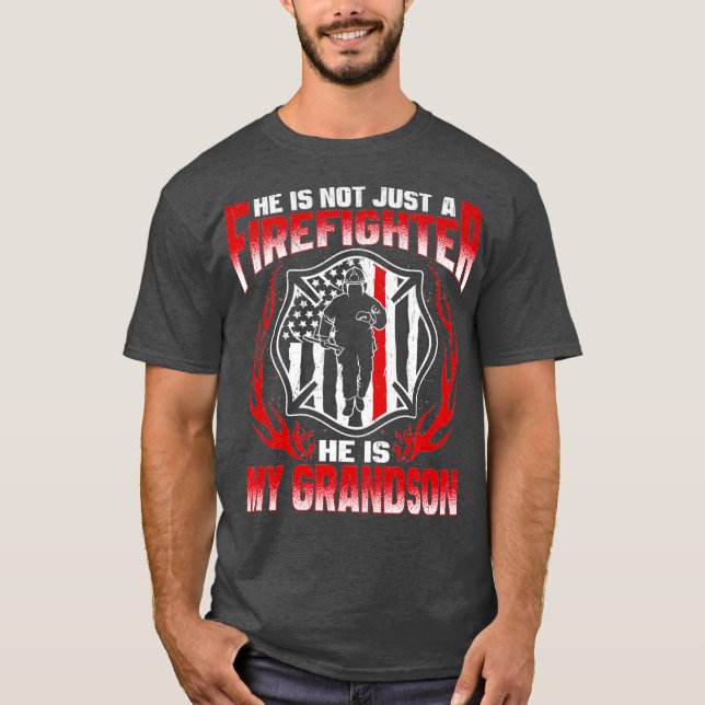 T-shirt My Grandson Is A Firefighter Proud Fire Grandma (Devant)