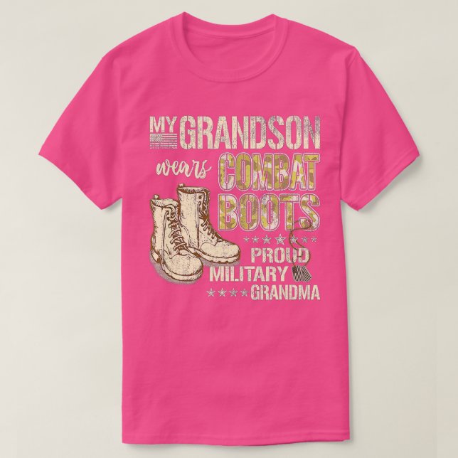 T-shirt My Grandson Wears Combat BootsProud Military Grand (Design devant)