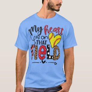 T-shirt My heart est sur that Field Softball, Léopard Soft