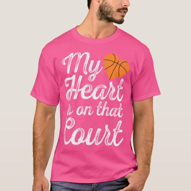 T-shirt My Heart Is On That Court Women Basketball Mom (Devant)