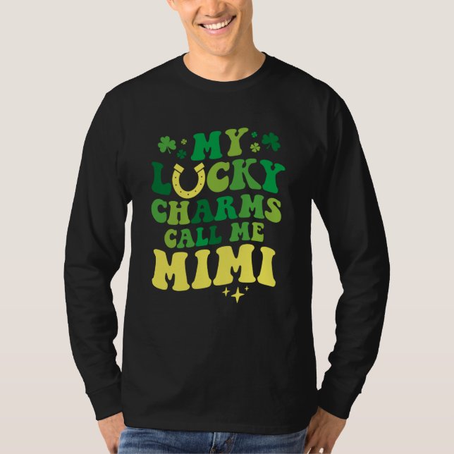 T-shirt My Lucky Charms Call Me Mimi Groovy St Patrick's D (Devant)