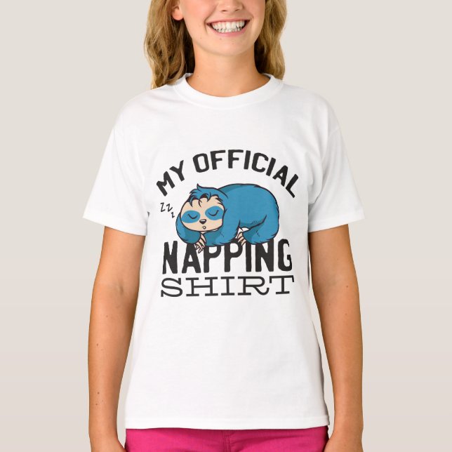 T-shirt My official napping shirt - Lazy sleeping Sloth (Devant)