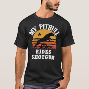 T-shirt My Pitbull Rides Shotgun Funny Halloween Pitbull L