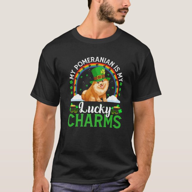 T-shirt My Pomeranian Is My Lucky Charms St. Patrick's Day (Devant)