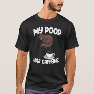 T-shirt My Poop A De La Caffine Drôle Femmes Café Cat Kopi
