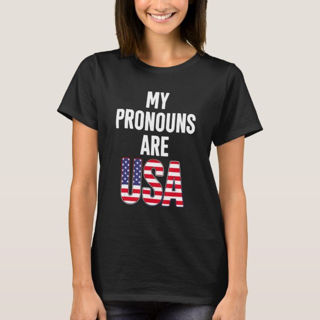 T-shirt My Pronouns Are Usa 4th Of July American Flag Tie  (Devant)