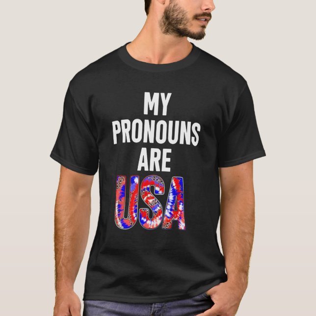 T-shirt My Pronouns Are Usa 4th Of July American Flag Tie  (Devant)