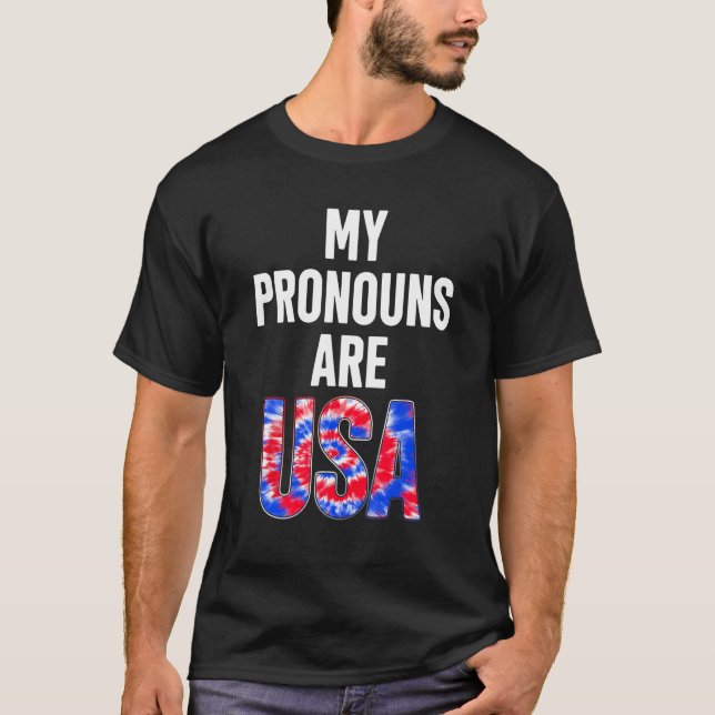 T-shirt My Pronouns Are Usa 4th Of July American Flag Tie  (Devant)