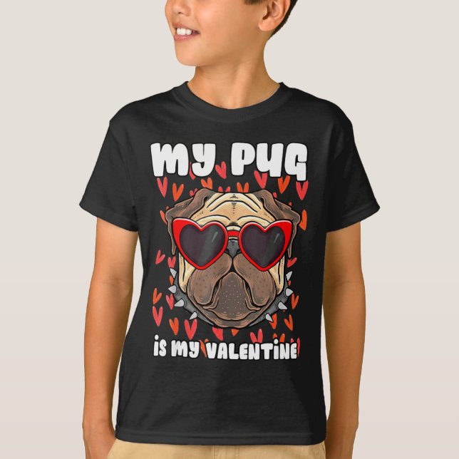 T-shirt My Pug In My Valentine Cute Valentineu2019s Day Pe (Devant)
