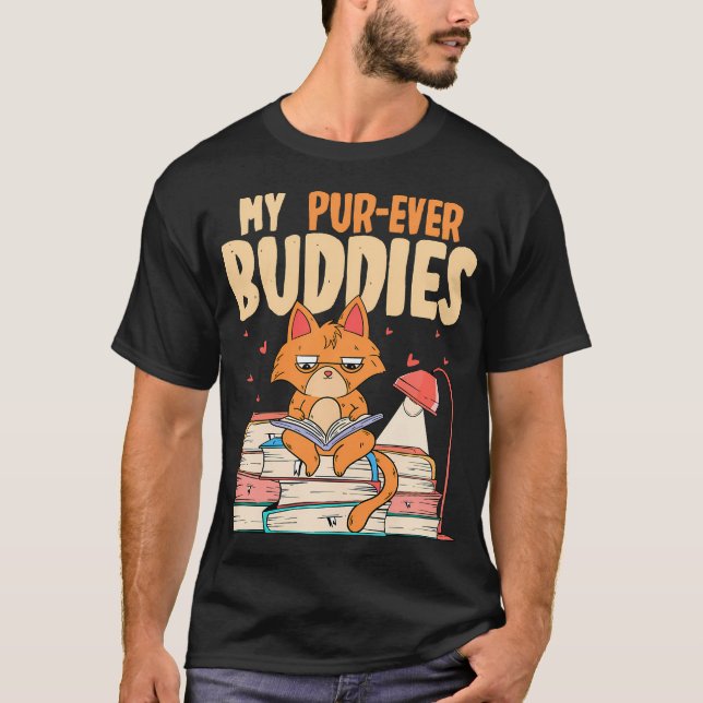 T-shirt My Pur-Ever Buddies Cat And Books Funny Book Readi (Devant)