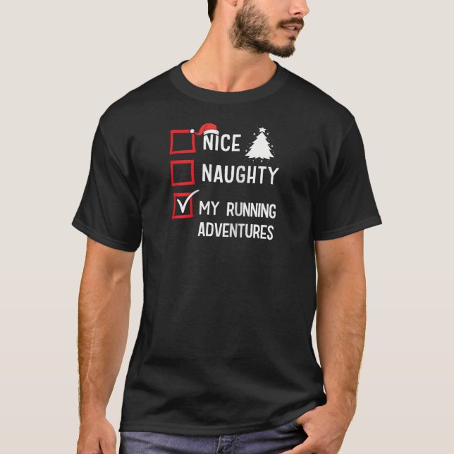 T-shirt My Running Adventures Nice Naughty Christmas Marat (Devant)