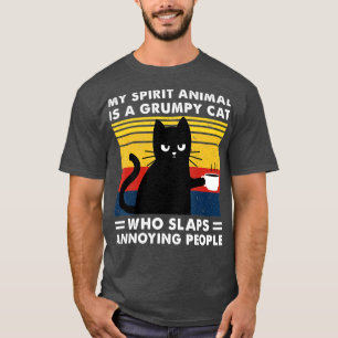 T-shirt My Spirit Animal Is A Grumpy Black Cat drôle Chats