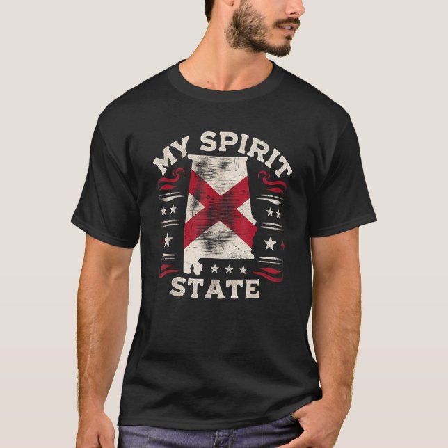 T-shirt My Spirit State Alabama Drapeau Carte USA Amérique (Devant)