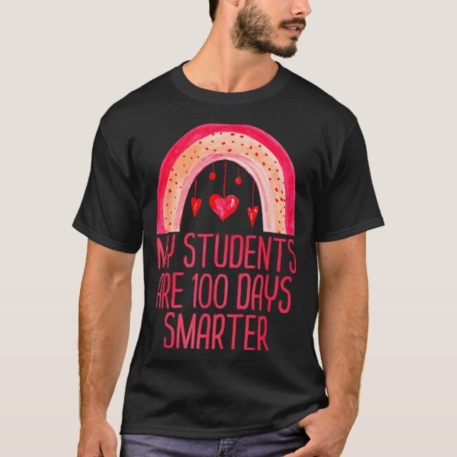 T-shirt My Students Are 100 Days Smarter Rainbow Valentine (Devant)