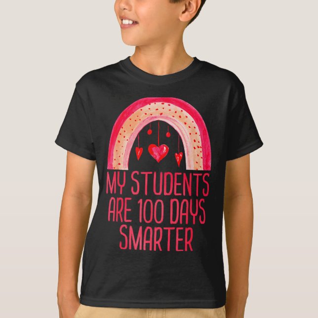 T-shirt My Students Are 100 Days Smarter Rainbow Valentine (Devant)