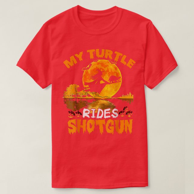 T-shirt My Turtle Rides Shot Sorcière Voler Broomstick Bat (Design devant)