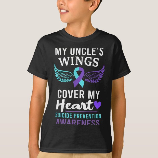T-shirt My Uncle's Wings Cover Heart Suicide Awareness Rib (Devant)