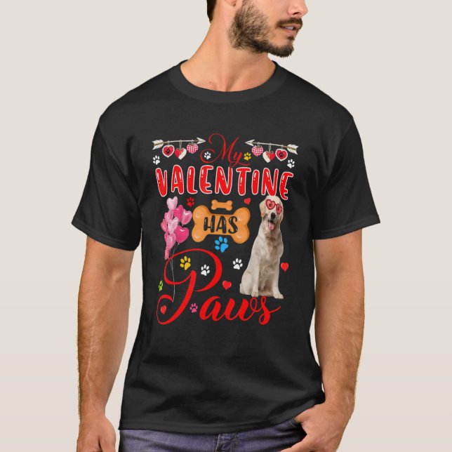 T-shirt My Valentine Has Paws Labrador Retriever Sunglasse (Devant)