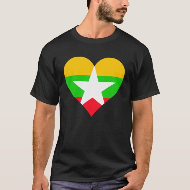 T-shirt Myanmar Drapeau Coeur Myanmar Aimer Myanmar (Devant)