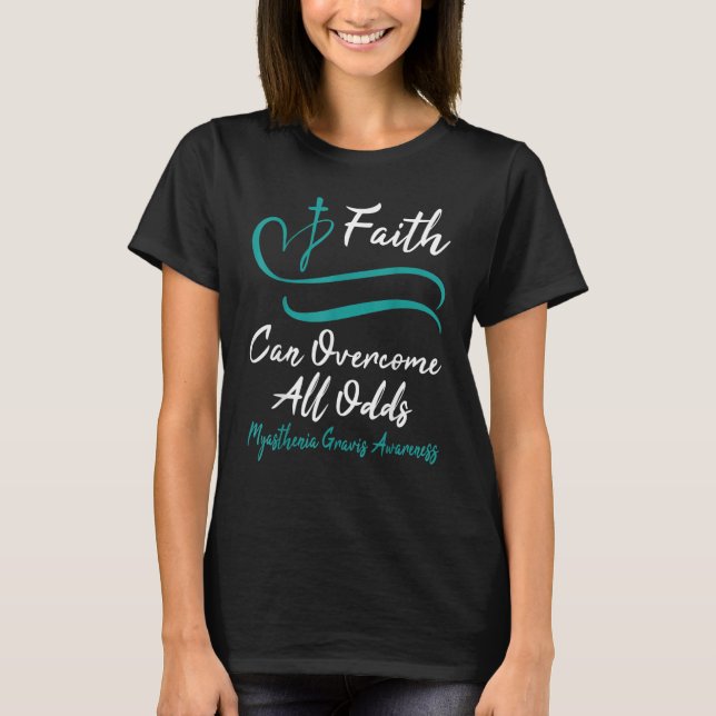 T-shirt Myasthenia Gravis Awareness Teal Ribbon Christian  (Devant)