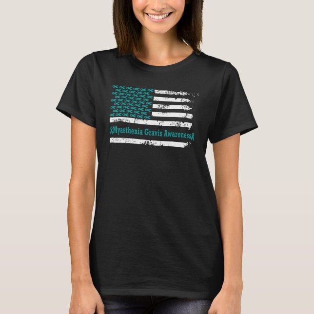 T-shirt Myasthenia Gravis Awareness USA Flag American Supp (Devant)