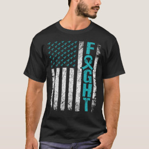 T-shirt Myasthenia Gravis Fight USA Drapeau Turquoise MG S