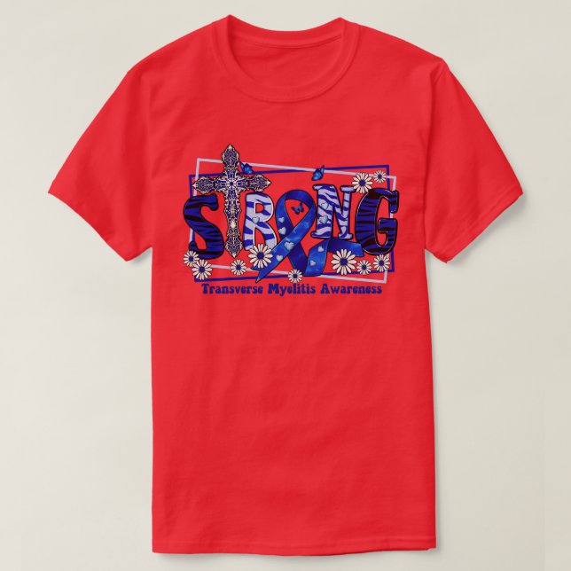 T-shirt Myélite transversale Sensibilisation ruban croisé  (Design devant)
