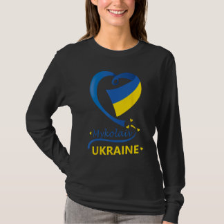 T-shirt Mykolaiv Ukraine National Drapeau Coeur Emblème Cr