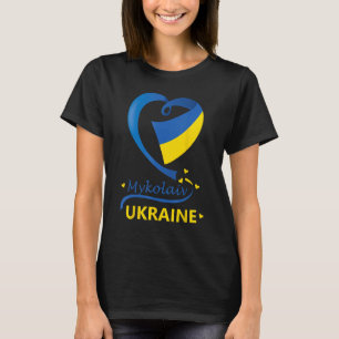 T-shirt Mykolaiv Ukraine National Drapeau Coeur Emblème Cr