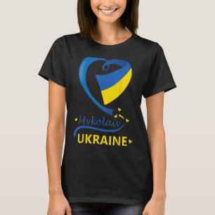 T-shirt Mykolaiv Ukraine National Drapeau Coeur Emblème Cr
