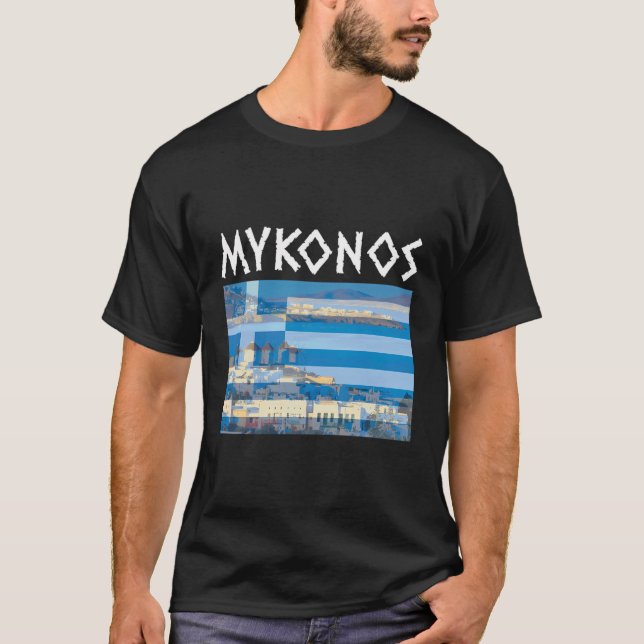 T-shirt Mykonos Avec Drapeau Grec (Devant)