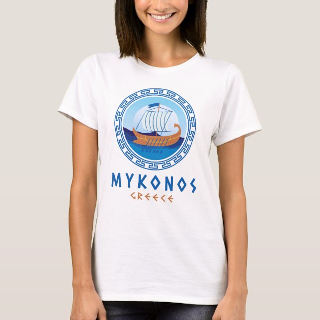 T-shirt Mykonos, Grèce Conception de navires grecs Femmes (Devant)
