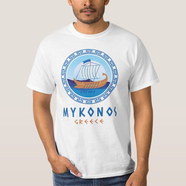 T-shirt Mykonos, Grèce Design de navires grecs Hommes (Devant)