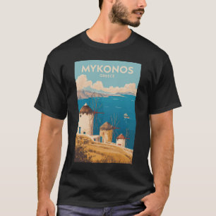 T-shirt Mykonos Grèce Illustration Art de Voyage Vintage