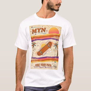 T-shirt MYN Vintage Années 70 Coucher de Soleil Skateboard