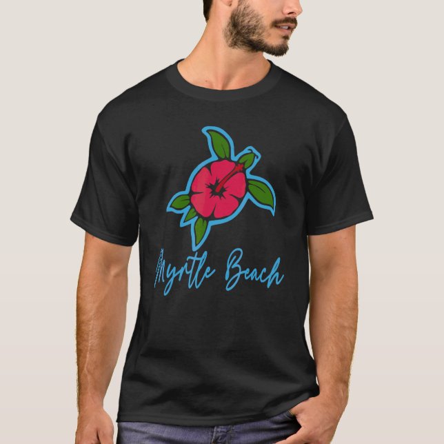 T-shirt Myrtle Beach 2022 Tortue de mer Fleurs tropicales  (Devant)