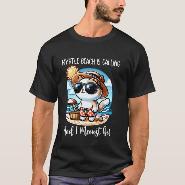 T-shirt Myrtle Beach Appelle Drôle De Chat Vacances De Pri (Devant)