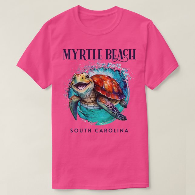 T-shirt Myrtle Beach Caroline du Sud Aquarelle Joyeuse Mer (Design devant)
