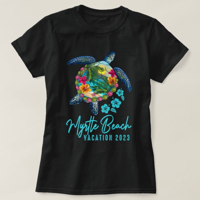 T-shirt Myrtle Beach Sea Turtle Carolina Famille Vacances  (Design devant)